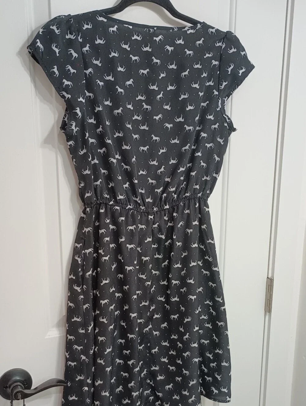 Xhilaration Black Dress with White Horse Print